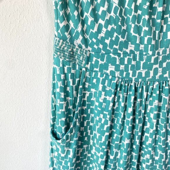 Boden Geometric Casual Weekend Dress Green 8 - Picture 4 of 10
